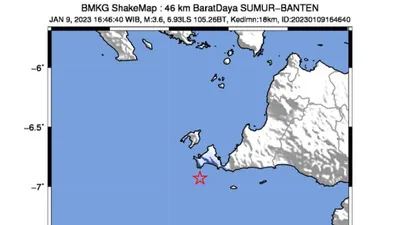 BREAKING NEWS: Gempa Bumi Tektonik Magnitudo 3,6 Guncang Pandeglang Banten