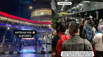Jakarta Diguyur Hujan Sejak Siang, Halte Transjakarta Hingga Stasiun Kereta Padat  