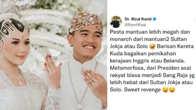 Savage! Gibran Rakabuming Balas Nyinyiran Rizal Ramli Soal Pernikahan Kaesang Pangarep dengan Satu Huruf Saja