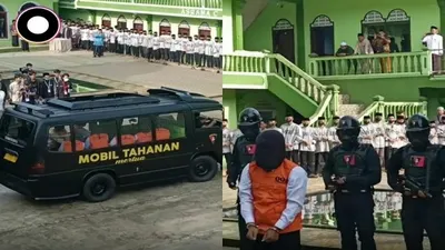 Penampakan prosesi nikah massal 10 pasang santri di sebuah Ponpes di Ciamis, Jawa Barat