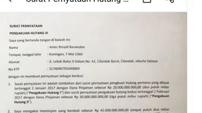 Viral Diduga Surat Perjanjian Utang Anies - Sandi yang Dijamin Oleh Erwin Aksa Saat Pilkada DKI