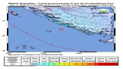 Gempa M5.3 Guncang Kaur Bengkulu
