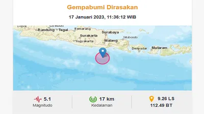 BREAKING NEWS: Gempa Magnitudo 5,1 Guncang Kabupaten Malang Jawa Timur