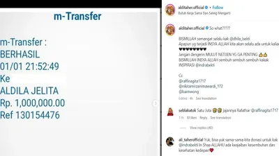 Aldi Taher Dukung Aldila Jelita Buka Open Donasi untuk Indra Bekti, Sumbang Rp1 Juta dan Lelang Lagu, Colek Raffi Ahmad dan Baim Wong
