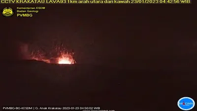 Terjadi erupsi Gunung Anak Krakatau pada hari Senin, 23 Januari 2023, pukul 04:42 WIB. Visual letusan tidak teramati.