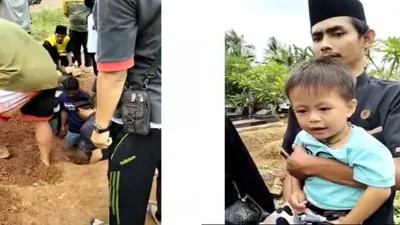 Viral Video Anak Berteriak di Dekat Kubur Ayah dan Suruh Bangun, Begini Reaksi Warganet!