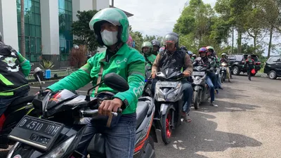 Ilustrasi, wacana penerapan ERP (Electronic Road Pricing) mendapatkan penolakan dari para pengemudi ojol (ojek online).