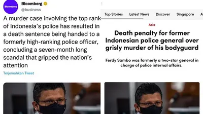 Media Asing Ramai Beritakan Vonis Ferdy Sambo: Mantan Polisi Dapat Hukuman Mati Atas Pembunuhan Pengawalnya!