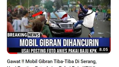 Cek Fakta: Mobil Gibran Dihancurkan Usai Posting Foto Anies Pakai Baju KPK, Benarkah?