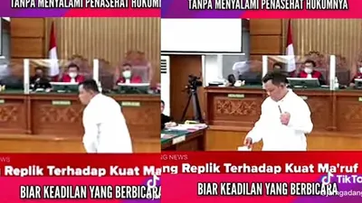 Pledoi ditolak JPU, Kuat Maruf dengan langkah gontai berjalan meninggalkan ruang sudang, tanpa menyalami tim penasihat hukum