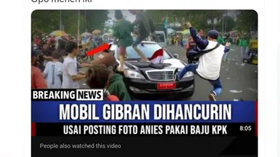Beredar  di YouTube Mobilnya Diserang Usai Posting Foto Anies Pakai Baju KPK, Gibran Rakabuming: Opo Meneh Iki