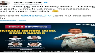 Unggahan Kuasa hukum  Febri Diansyah di akun Twitternya yang menuai komentar warganet