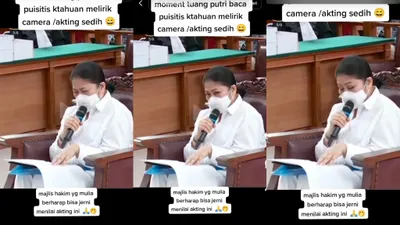 Viral! Terekam Kamera Momen Putri Candrawathi Ketahuan Akting Di Sidang Pledoi, Netizen: Air Matanya Mana?