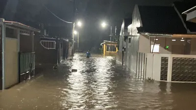 Banjir terjadi di Perumahan Griya Mutiara Kecamatan Mojolaban, Jumat (23/12/2022).