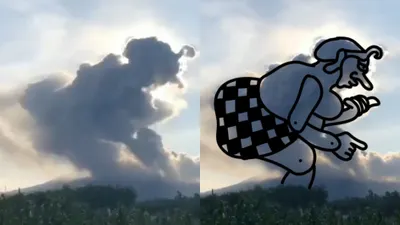 Awan Panas Gunung Merapi Mirip Semar atau Petruk