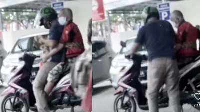 Viral Pengendara Motor Bonceng Ayah yang Sakit