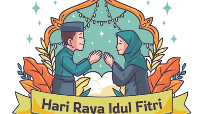 Ilustrasi ucapan selamat Hari Raya Idul Fitri dalam bahasa Inggris.