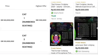 Tiket Konser Coldplay Dijual dengan Harga Fantastis