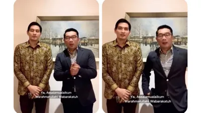 Lucky Hakim (kiri) dan Ridwan Kamil (kanan) bertemu untuk mencari solusi terkait pengunduran diri Lucky Hakim menjadi Wakil Bupati Indramayu.