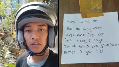  Sisi kocak yang dibuat kurir saat mengantarkan paket sistem pembayaran COD.