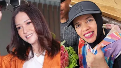 Kolase foto Maia Estianty dan Lenggogeni Faruk