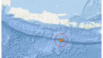 Illustrasi. Posisi  Gempa Bumi 5.7 Magnitudo Guncang Laut Jember