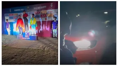 Viral! Acara Penyerahan Medali SEA Games 2023 Kamboja Tak Ada Lighting, Sorot Lampu Mobil pun Jadi