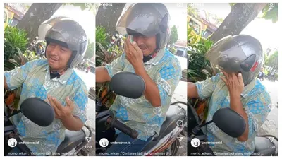 Seorang bapak menangis karena dibentak anaknya.