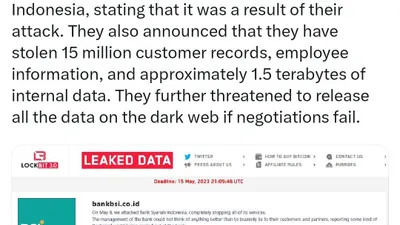 Hacker Ransomware LockBit Ancam Bocorkan Data Pelanggan Hingga Mitra BSI