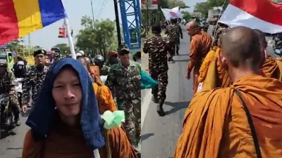 32 Biksu Viral Asal Thailand perjalanan menuju Borobudur