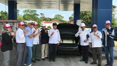 PT Gagas Energi Indonesia (Gagas) yang merupakan afiliasi dari Subholding Gas Pertamina menerima kunjungan Anggota Dewan Energi Nasional (DEN) di SPBG Purwakarta, Rabu, 10 Mei 2023.