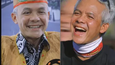 Kolase Potret Ganjar Pranowo DIsebut Miliki Wajah Mulus