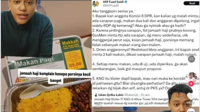 Komplain Jamaah Haji tentang porsi makan yang kurang dengan menu yang kurang layak