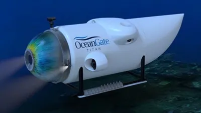 Kapal selam Titan milik OceanGate Expeditions, yang hilang saat mengunjungi situs bangkai kapal Titanic 
