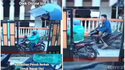 Terekam CCTV seorang ojol sepuh dianiaya laki-laki tak dikenal