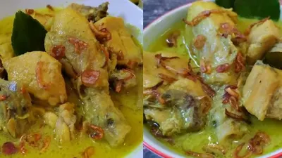 Resep, bahan, dan cara membuat opor ayam kuning, cocok untuk disajikan saat Lebaran Idul Fitri.