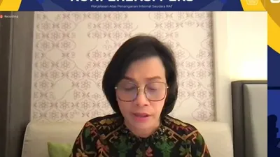 Mentari Keuangan Sri Mulyani saat konferensi pers pencopotan jabatan RAT.(Tangkap Layar YouTube Kemenkeu)