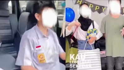 Viral aksi siswa SMP sedang menyetir mobil