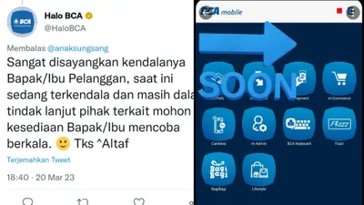 Illustrasi. M-banking BCA Error