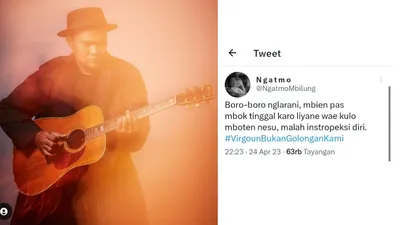 Kolase Foto Virgoun dan Cuitan Twitter Ngatmo Mbilung