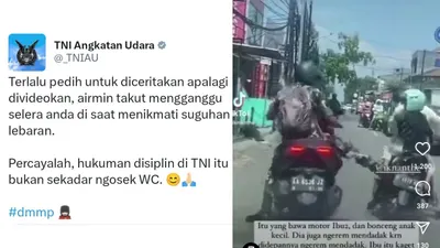 Kolase Video Oknum TNI Tendang Pemotor dan Cuitan Twitter TNI AU