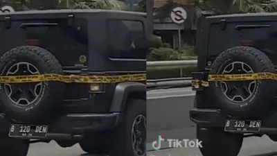 Mobil Rubicon Mario Dandy ditempel garis polisi