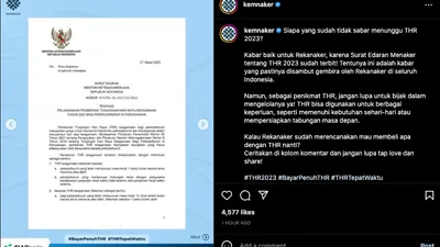 THR Pekerja/Buruh Paling Lambat Cair H-7 Lebaran