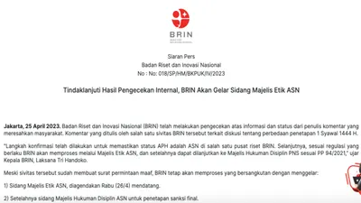 Usai Viral Oknum Pegawainya Ancam Bunuh Warga Muhammadiyah, Begini Tindakan Tegas BRIN!