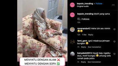 Viral Wanita Pakai Gamis Bermotif Sama dengan Sofa