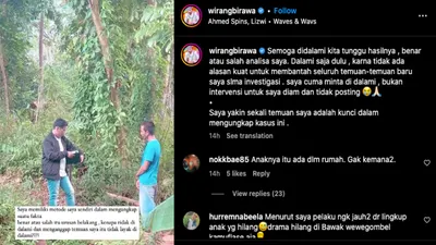 Unggahan Wirang Birawa soal anak hilang di Subang