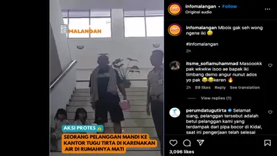 Seorang Pria Protes Air yang Mati dengan Niat Mandi di Perumda Tugu Tirta Malang