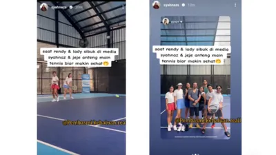 Potret Kebersamaan Jeje dan Syahnaz SIbuk Main Tenis