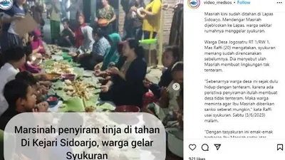 Marsiah, pelaku siram tinja dipenjara, warga gelar syukuran