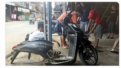 Di Bengkel yang Berada di Sentul Bogor Inilah Sepeda Motor Echa Bermasalah bahkan Kisahnya Viral